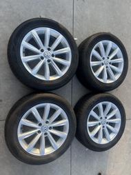 議價出售17寸原廠帕薩特邁騰輪轂輪胎一套，215/55R17輪胎韓泰