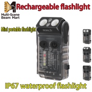 BORUiT Mini Flashlight Rechargeable Flashlight with Hanging Rope Portable IP67 Waterproof Keychain M