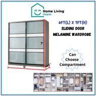 (INSTALLATION) 6FT X 7FT Height Custom Made Sliding Wardrobe/ Melamine Wardrobe/Almari Baju/Anti Jum