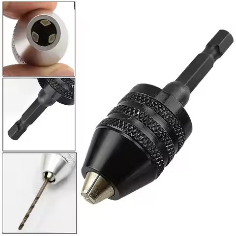 1/4in Keyless Drill Bit Chuck Hex Shank Adapter Converter Quick Change 0.3-6.5mm 0.3-3.6mm Drill Bit