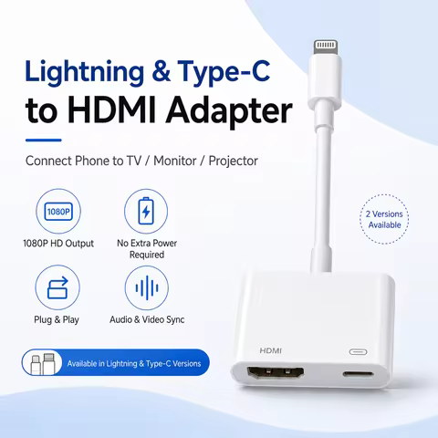 4K Video Audio 60Hz 30Hz Converter Lighting USB C/Type-C to HDMI+USB C/Type-C Digital AV Adapter For