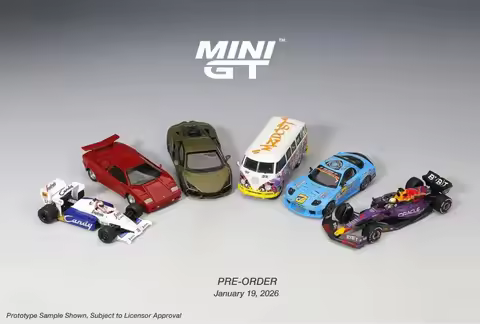 MINI GT 1:64 #1193 Lamborghini Countach 25th Anniversary Red Mazda RX-7 RE-Amemiya 2025 D1GP Alloy D