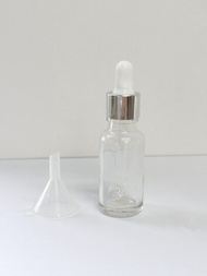 1入組20ml玻璃滴管瓶小玻璃瓶清晰樣品瓶小精油瓶子，附玻璃滴管，旅行必備品