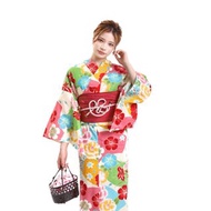 日本 和服 日本染色 梭織 女性 浴衣 腰封 2件組 F x48-4a yukata