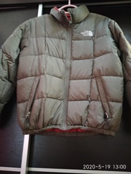 2023年     The North Face墨綠色紅色格仔圖案兩面羽絨外套down coat