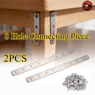 2pcs Flat Bar Bracket Stainless Flat Bracket 8 Hole Flat Stainless Steel Straight Brace Bracket