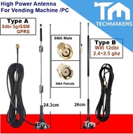 Antenna High Gain High Power Aerial 3G/4G/5G GSM GPRS or WIFI 2.4gHz 3-Meters (Long Wire) Cable SMA