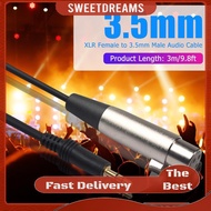 3m/9.8ft XLR Female Jack to 3.5mm Male 1/8 Stereo Microphone Mic Cable