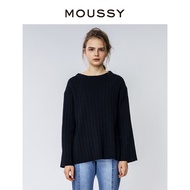 MOUSSY Round Neck Ribbed Hem Slit Casual Knitwear Women C10FAW70-0710