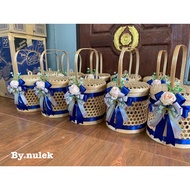 ชะลอมสานไม้ไผ่ทรงปิ่นโต 7 นิ้ว & 8 นิ้ว ตกแต่งริบบิ้นสวยงาม
