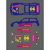 [WHITE TONER] Hotwheels Civic EF 3 Decal