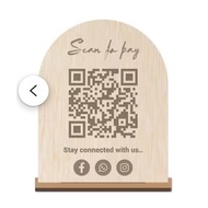 Kayu Ewallet QR Code Stand - MAE, Maybank QRPay, TNG, GrabPay, MySejahtera Laser Ukir