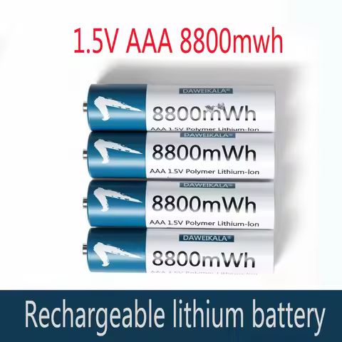 8800mWh AAA 1.5V Rechargeable Li-ion Battery with Li-ion high energy battery core strip for remote c
