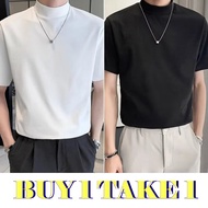 BUY 1 TAKE 1 Men's Korean Style Round Neck Short Sleeve T-Shirt Casual Basic Trendy Comfort Fit Plai
