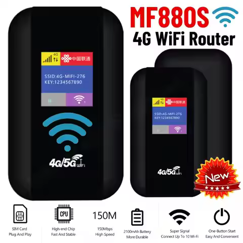 MF880S 4G Lte WiFi Router Portable Mobile Hotspot 2100mAh 150Mbps Wireless Router with SIM Card Slot