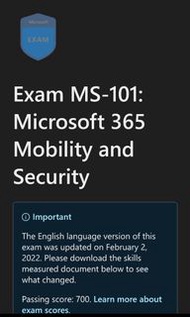 Examtopics dump MS-101: Microsoft 365 Mobility and Security