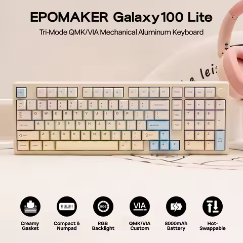 EPOMAKER Galaxy100 Lite QMK/VIA 1800 ANSI US Layout Tri-Mode Wireless Mechanical Keyboard with 8000m