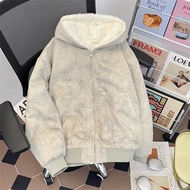 TIDE BEAR แจ็กเก็ตขนกระต่ายมีฮู้ดผ้าฝ้ายซักได้เสื้อโค้ทใหม่เข้าได้กับทุกชุดแนวศิลปะอินเทรนด์