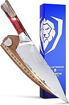 DALSTRONG Chef Knife - 8 Inch - Valhalla Series - 9CR18MOV HC Steel - Red Resin & Wood Handle - w/Le