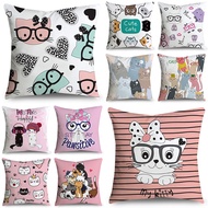 Cartoon cat pattern  single-sided printing polyester cushion cover home decoration sofa Sarung Bantal car pillowcase