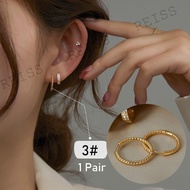 RAISS Simple Fashion Small Twist Circle Piercing Earrings Exquisite Double Row Zircon Hoop Earrings