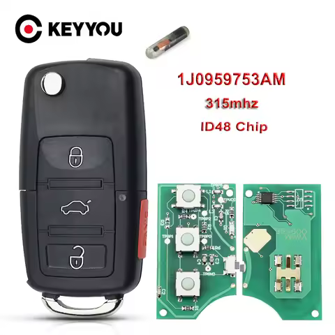 KEYYOU 1J0959753AM Car Remote Key for VW Beetle Golf Passat Jetta 315Mhz ID48 1J0 959 753 AM 5FA0083