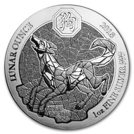 2018 Rwanda Lunar Ounce Dog 1 oz .999 Silver Coin (Sealed) 1oz