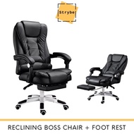 [SG STOCKS] Reclining Ergonomic PU Leather Office Boss Chair with Foot Rest