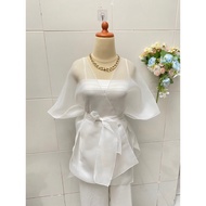 Outer Top Organza Sakura Crop Top Organza Polos Organza Balon Outer Organza Kondangan