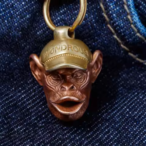 Brass Animal Gorilla Monkey Statue Antique Collection Pendant Exquisite EDC DIY Woven Paracord Lanya