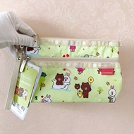 日本 LeSportsac X Line Friends 淺綠色帆布 COSMETIC CLUTCH 化妝袋