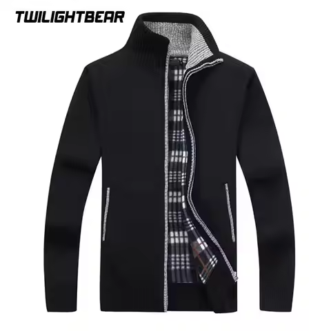 Winter Men's Fleece Sweater 4XL Cashmere Zipper Wool Cardigan Warm Sweater Coat Men Clothing Knitted