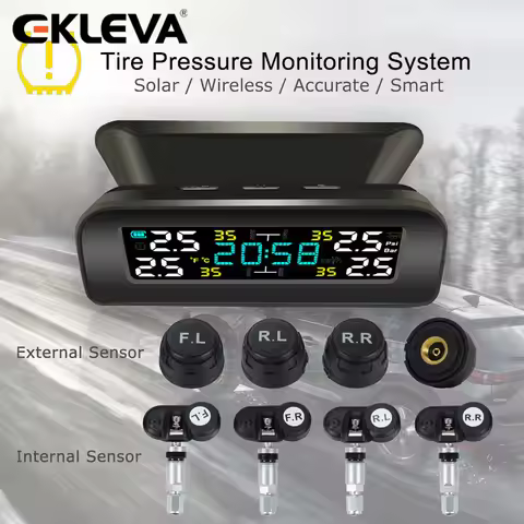 Smart Car TPMS Tire Pressure Monitoring System Solar Power Charge Digital LCD Display Auto Security 