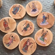 Live Thuja Carving Cup Watercolor Tea Coaster Solid Wood Coaster Wooden Products Wooden Crafts O3CH