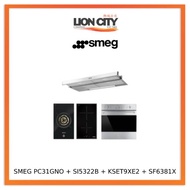 Smeg PC31GNO 30CM Gas Hob + SI5322B 30cm Induction Hob + KSET9XE2 90cm Hood + SF6381X Oven 60cm Bundle Deal