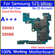 QJMBF 100% ปลดล็อคการทำงาน Mainbaord สำหรับ Samsung Galaxy S22 S908B พิเศษ S908U 256G พร้อมชิปเต็มรู