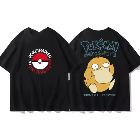 （Miniso）Pokemon Tshirt Pikachu small fire dragon Keda Duck Women Cotton T-shirt Top Summer Women Cot