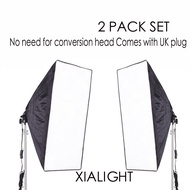 2 PACK (UK Plug)50x70cm Studio Light Softbox Umbrella + E27 Socket Light Lamp Bulb Head Kit