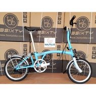 [New Colour] 3Sixty 16" Folding Bike - 6 Speed M Bar bicycle [WITH FREE GIFT] [Authorised Reseller]