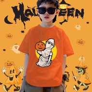 Kids Halloween Skeleton Skull Graphic T-Shirt Boys Girls Costume Outfit Cartoon Spooky Short Sleeve
