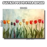 Sultan Decor - jumbo Size Horizontal Tulip Flower Poster Wall Decoration + Frame Size 70x50cm + fram
