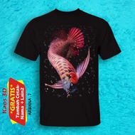 Kaos Ikan Arwana Red Golden Super semua ukuran kualitas cetak real 3d