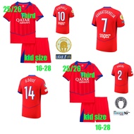 25/26 O.DEMBELE jersey 25/26 PSG jersey Third soccer clothe kid suit KVARATSKHELIA D.DOUE VITINHA HA