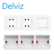 DELVIZ 1GANG/2WAY light switch + double 4-hole wall socket. 10A power switch socket. With junction b
