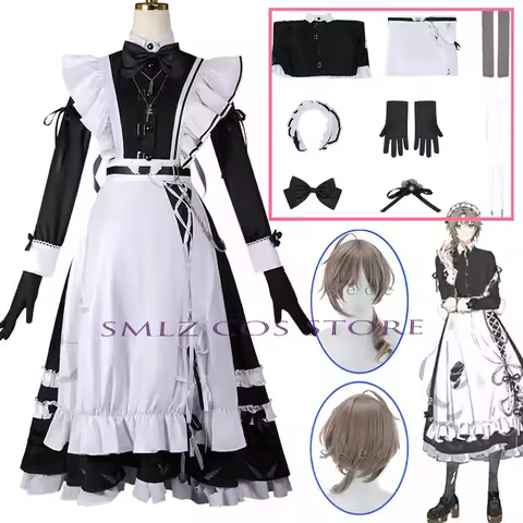 Maid Kanae Cosplay Dress Anime Nijisanji Vtuber Kanae Maid Outfit Cosplay Costume Suit for Man Woman