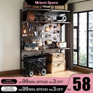 Rak Besi Bertingkat Adjustable Rack Heavy Duty Standing Metal Pegboard Shelf Rak Dapur Rak Buku Besi