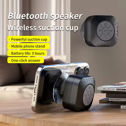 Portable Wireless Bluetooth Speaker Mini Suction Cup Phone Stand Stereo Surround Subwoofer Mini Blue