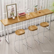 Modern Simple Bar Back Wall Living Room Bar Table Household Solid Wood Long High Table Milk Tea Shop