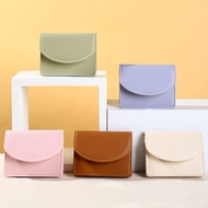 Women Mini Short Purse PU Leather Portable Multifunction Wallet Candy Color Card Holder Student Mini
