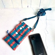 圈圈自動分類鈔票零錢手機袋 日本棉布製作 附贈可調式背帶